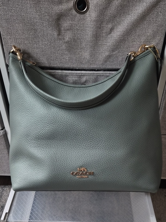 Coach Handbags - Coach Green Pebbled Leather large Laurel Shoulder Bag with Gold Hardware